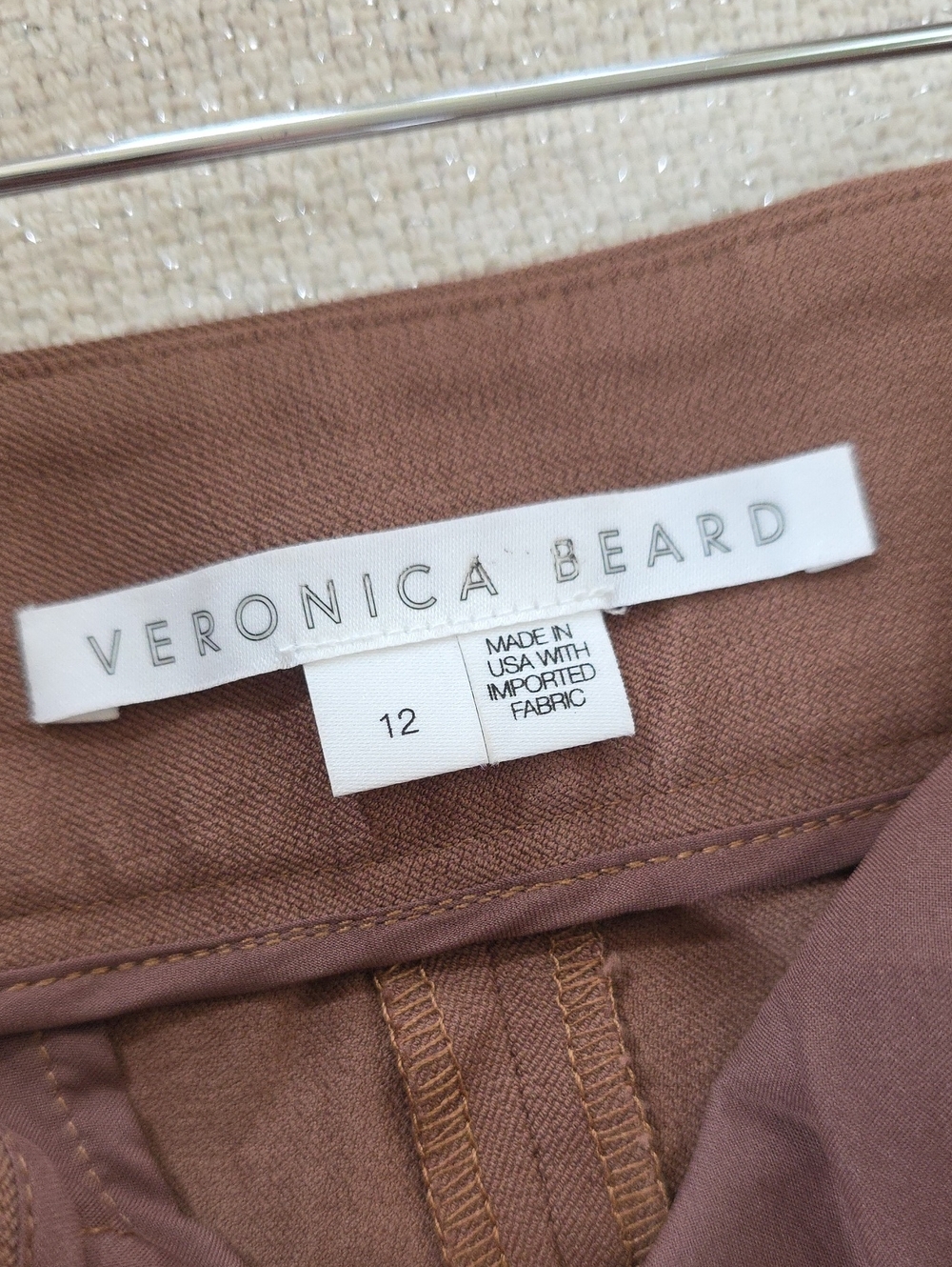 Veronica Beard Cocoa Brown Stretch High-Rise Flared Twill Pants 12 Tall - Picture 3 of 13